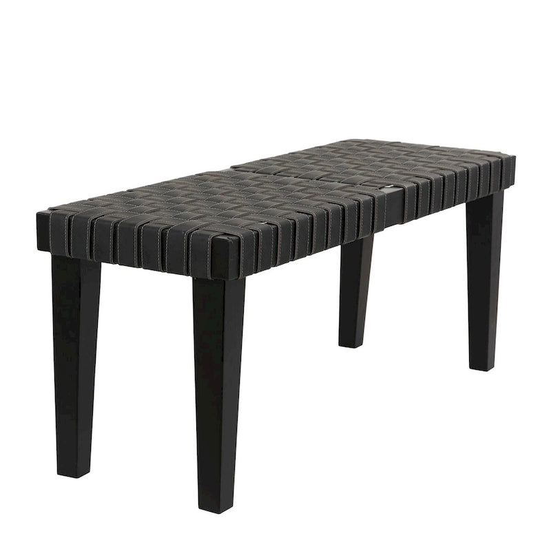 Wood Woven Bench - Black or Brown