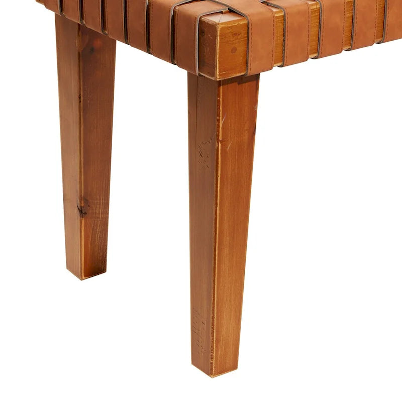 Wood Woven Bench - Black or Brown