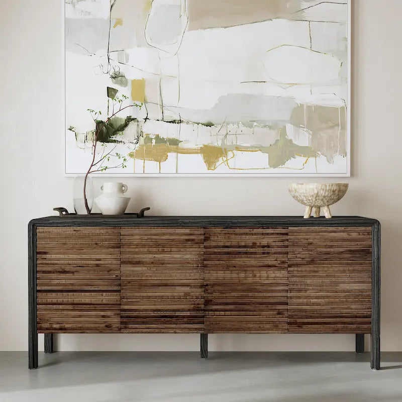 Vintage Distressed Style 4-Door Sideboard - 79Wx17Dx34H