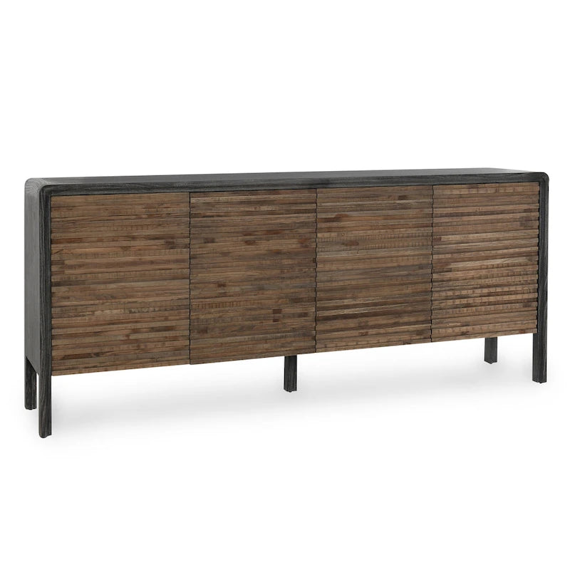 Credenza vintage dall'aspetto vissuto a 4 ante - 79Wx17Dx34H