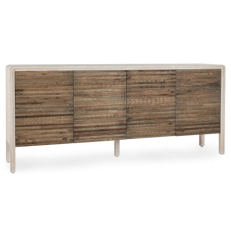 Credenza vintage dall'aspetto vissuto a 4 ante - 79Wx17Dx34H
