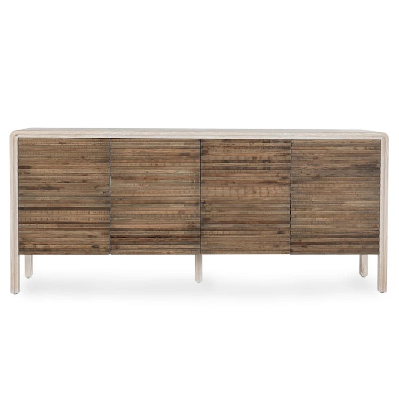 Credenza vintage dall'aspetto vissuto a 4 ante - 79Wx17Dx34H