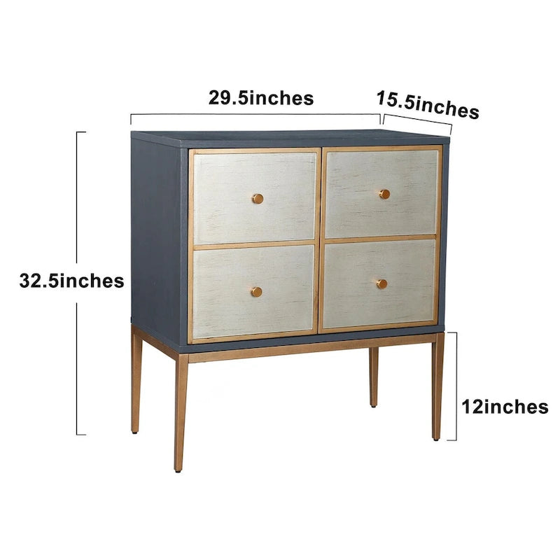 Mid-century Modern 2-Door Accent Cabinet Sideboard Brushed Brass Storage Shelf for Living/ Dining Room