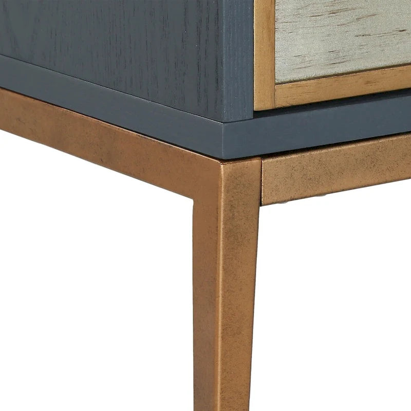 Mid-century Modern 2-Door Accent Cabinet Sideboard Brushed Brass Storage Shelf for Living/ Dining Room