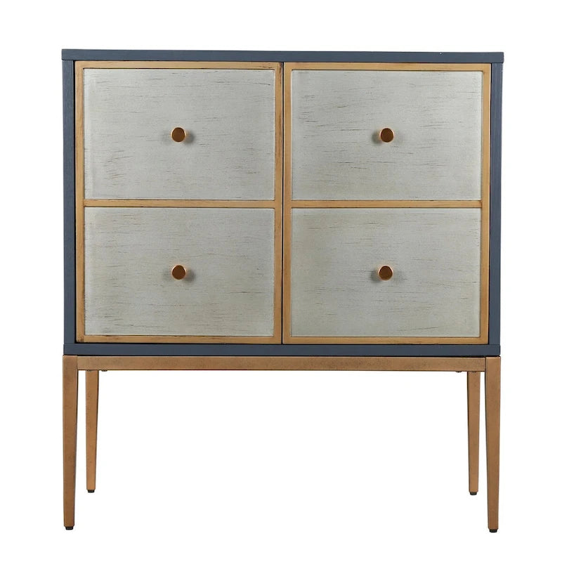 Mid-century Modern 2-Door Accent Cabinet Sideboard Brushed Brass Storage Shelf for Living/ Dining Room