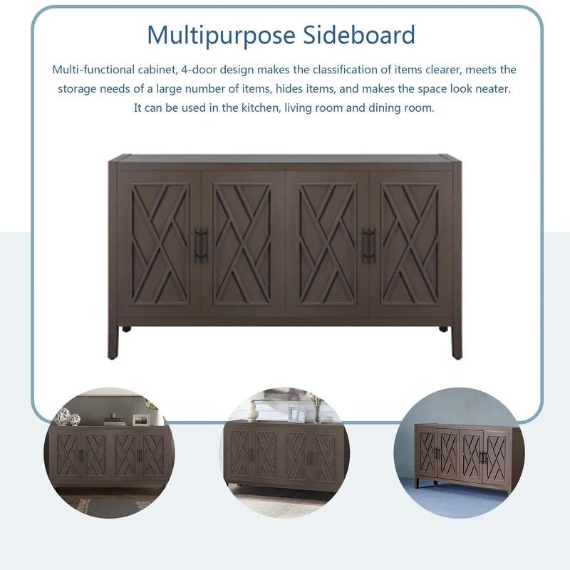 Vintage Style 4 Door Wooden Twill Sideboard