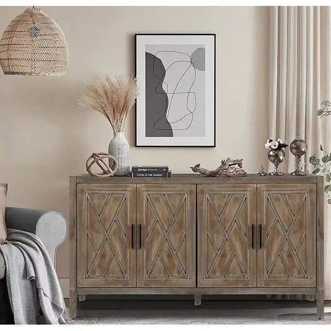 Vintage Style 4 Door Wooden Twill Sideboard