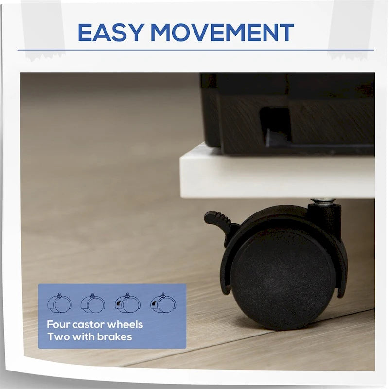 Supporto mobile per stampante, carrello schedario con rotelle, regolabile