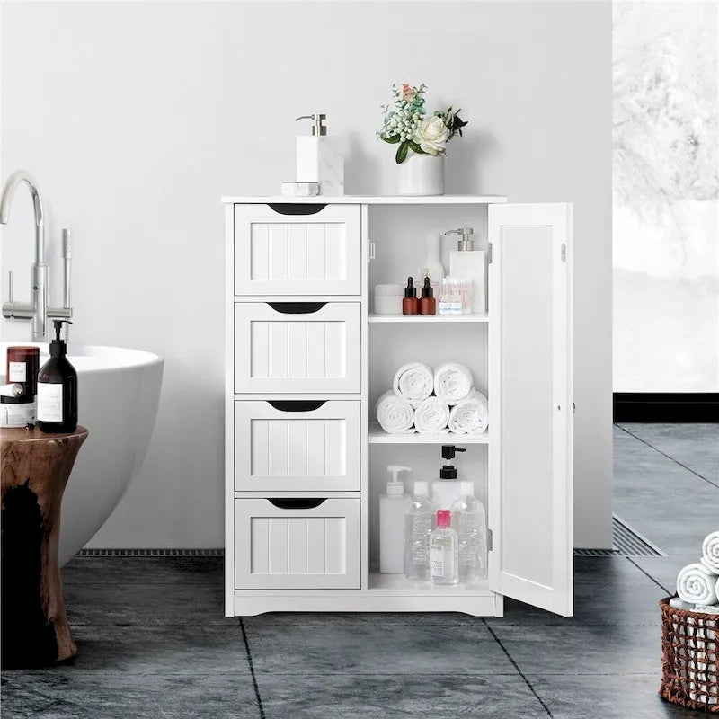 Mobile da bagno a pavimento con 4 cassetti e vano contenitore