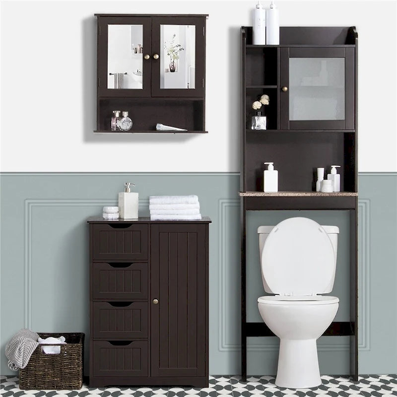 Floor Bathroom Cabinet Unit with 4 Drawers, Cupboard Storage