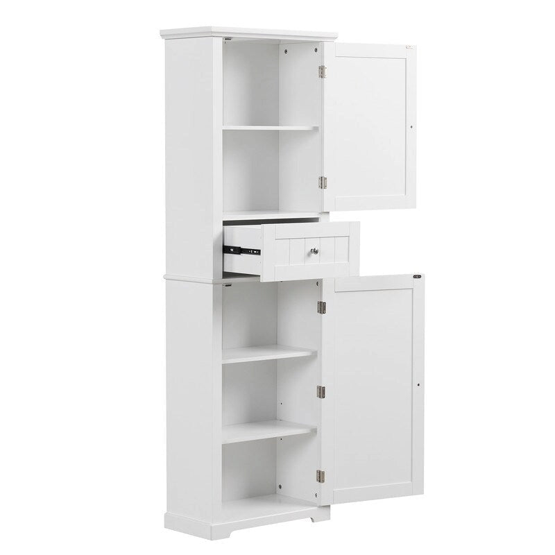 Tall Bathroom Storage Cabinet with Drawer and Adjustable Shelf