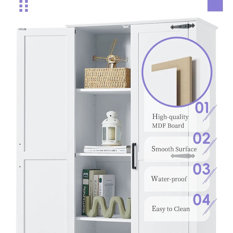 Mobile alto da bagno con due ante, un cassetto e ripiano regolabile, pannello MDF, bianco