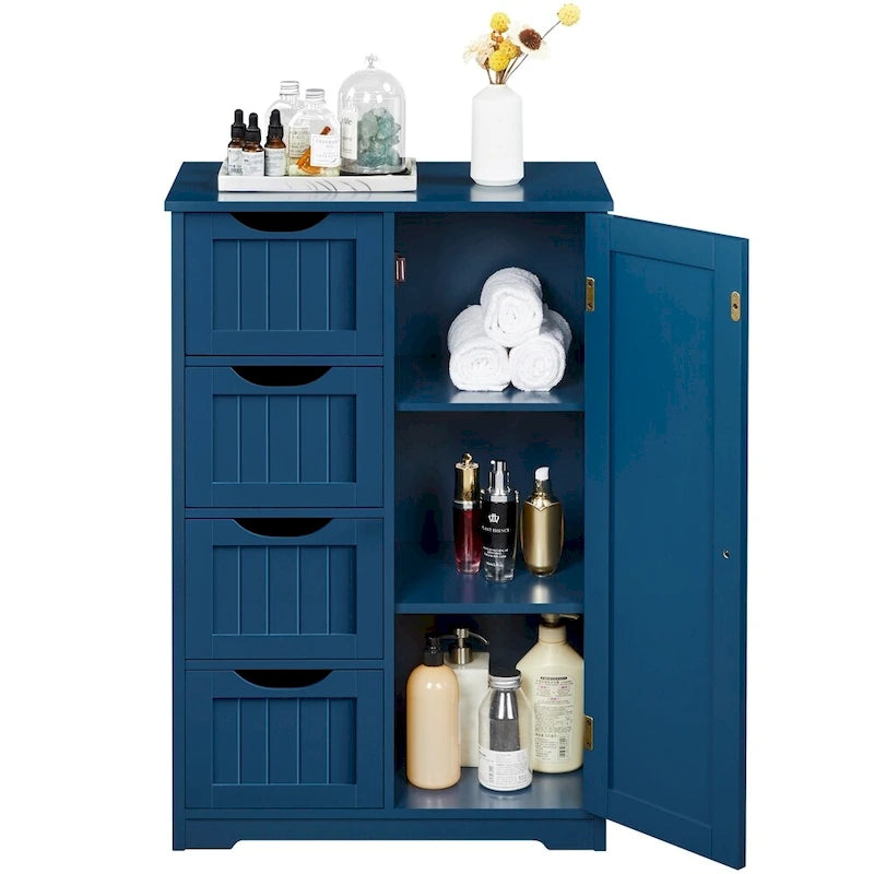 4-Tier Wooden Bathroom Floor Cabinet for Bathroom Kitchen