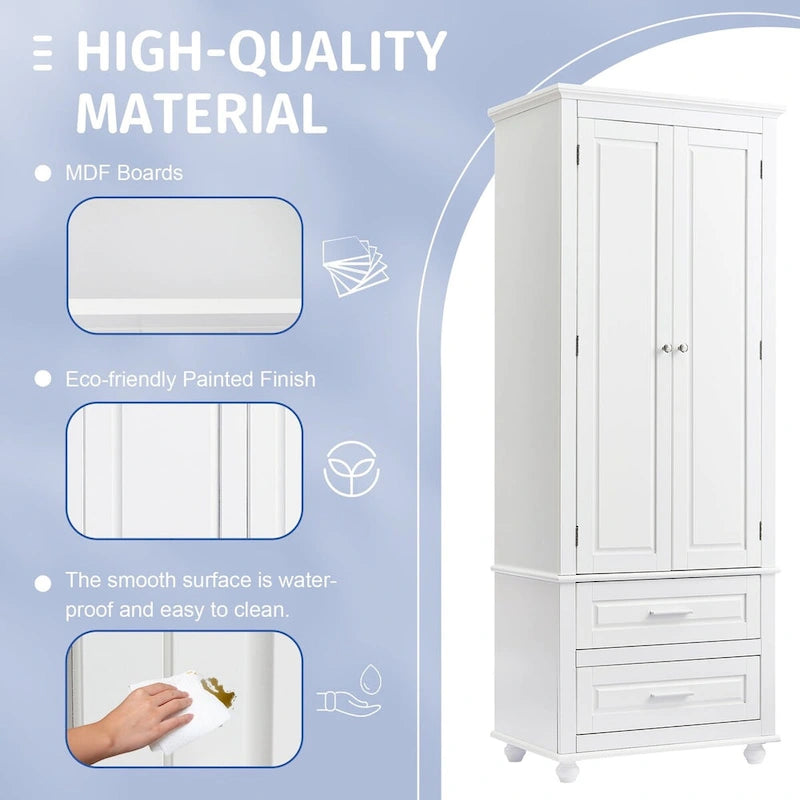 Mobile contenitore alto con due cassetti per bagno/ufficio - 24x62.5