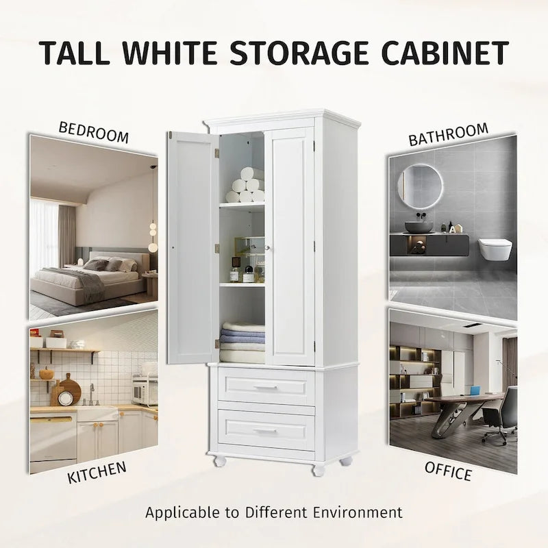 Mobile contenitore alto con due cassetti per bagno/ufficio - 24x62.5