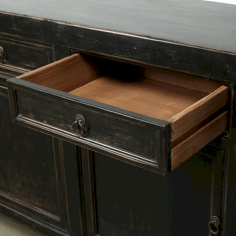 Four Drawers Sideboard Distressed Black 93x18x35H